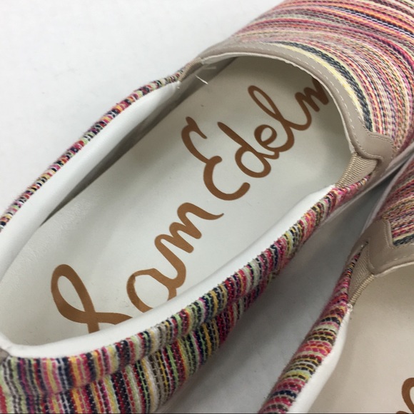 Sam Edelman 10 Striped Pink Slip On Sneakers Shoes - Picture 6 of 8